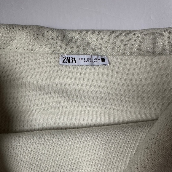 Zara Glitter Textured Wide-Leg pants Medium and sweater Larger Set White Women's - Picture 6 of 16